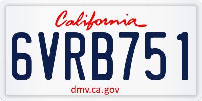 CA license plate 6VRB751