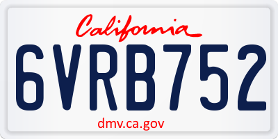 CA license plate 6VRB752