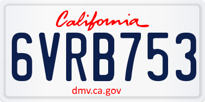 CA license plate 6VRB753