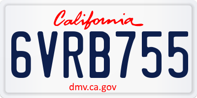 CA license plate 6VRB755