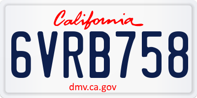 CA license plate 6VRB758