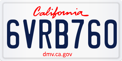 CA license plate 6VRB760