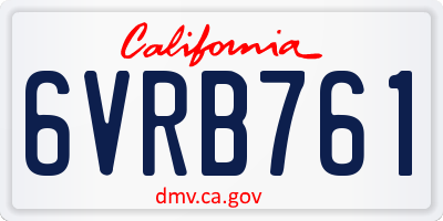 CA license plate 6VRB761