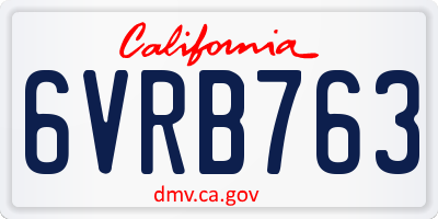 CA license plate 6VRB763