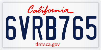 CA license plate 6VRB765