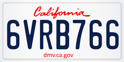 CA license plate 6VRB766