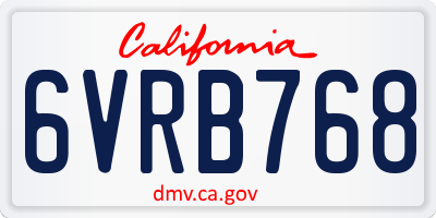 CA license plate 6VRB768
