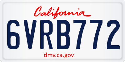 CA license plate 6VRB772