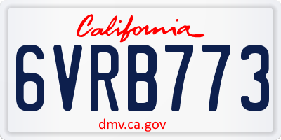 CA license plate 6VRB773