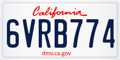 CA license plate 6VRB774