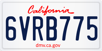 CA license plate 6VRB775