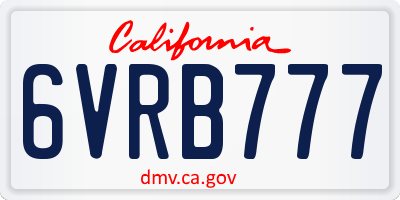 CA license plate 6VRB777