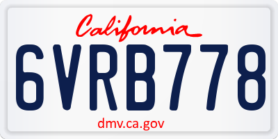 CA license plate 6VRB778