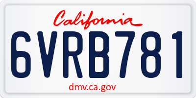 CA license plate 6VRB781