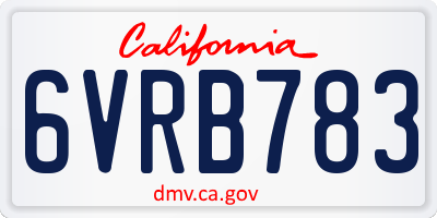 CA license plate 6VRB783