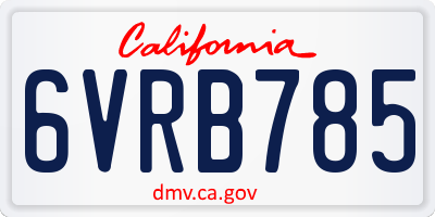 CA license plate 6VRB785