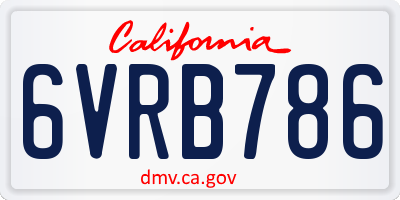 CA license plate 6VRB786