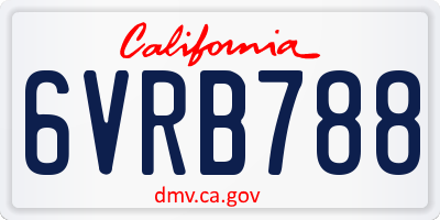CA license plate 6VRB788