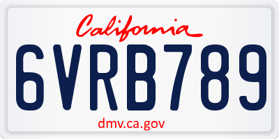 CA license plate 6VRB789