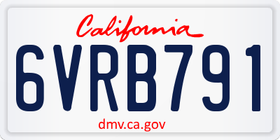 CA license plate 6VRB791