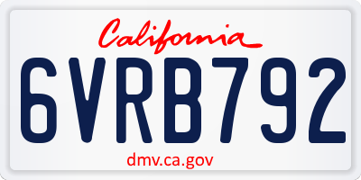 CA license plate 6VRB792