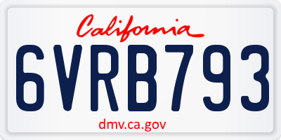 CA license plate 6VRB793