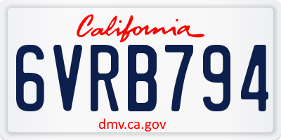 CA license plate 6VRB794
