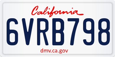 CA license plate 6VRB798