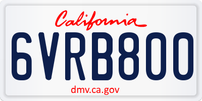 CA license plate 6VRB800