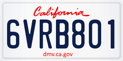 CA license plate 6VRB801