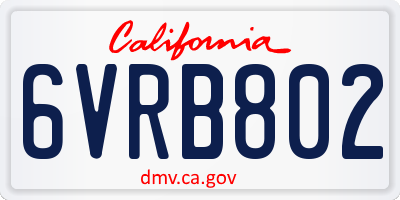 CA license plate 6VRB802