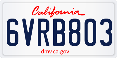 CA license plate 6VRB803