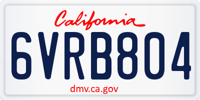 CA license plate 6VRB804