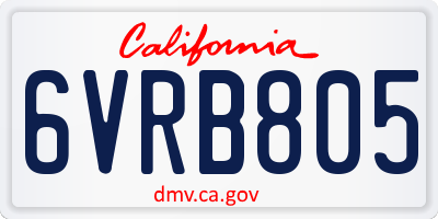 CA license plate 6VRB805