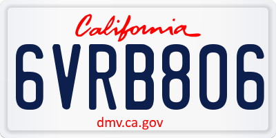 CA license plate 6VRB806
