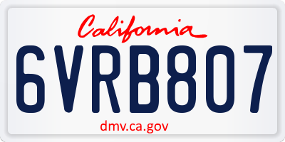CA license plate 6VRB807