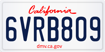 CA license plate 6VRB809