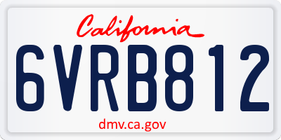 CA license plate 6VRB812