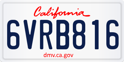 CA license plate 6VRB816
