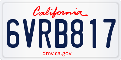 CA license plate 6VRB817