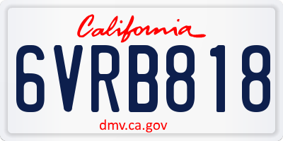 CA license plate 6VRB818