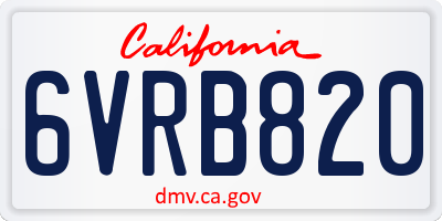 CA license plate 6VRB820