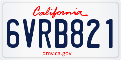 CA license plate 6VRB821