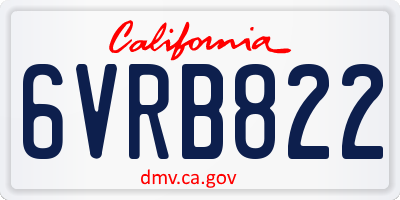 CA license plate 6VRB822