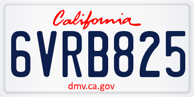 CA license plate 6VRB825