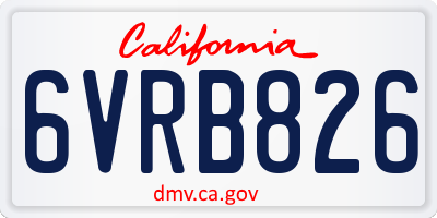 CA license plate 6VRB826