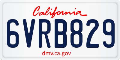CA license plate 6VRB829