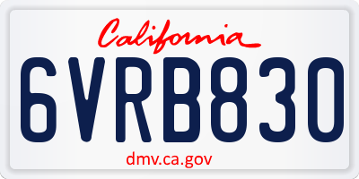 CA license plate 6VRB830
