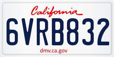 CA license plate 6VRB832