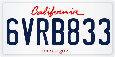 CA license plate 6VRB833